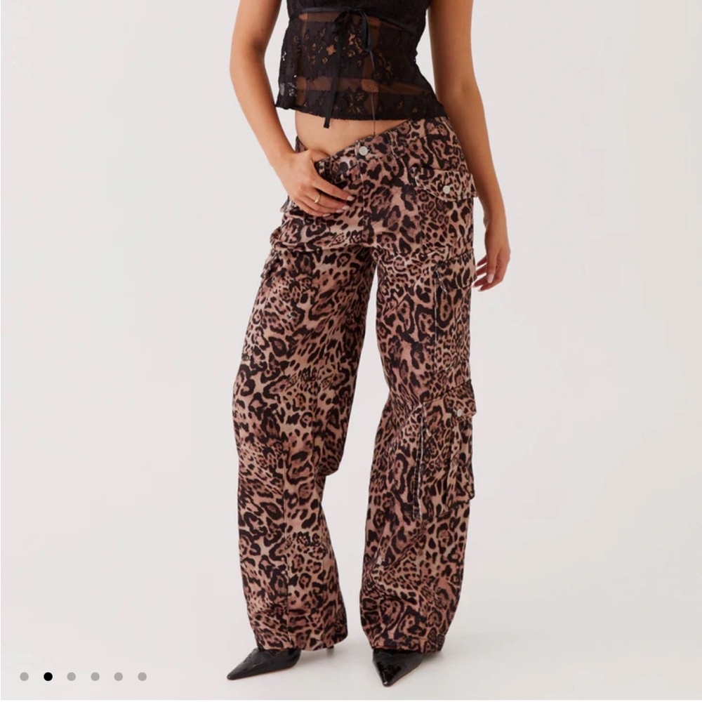 Peppermayo Leopard Print Wide Leg Pants